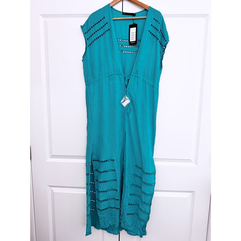 VIX PAULA HERMANNY Pamela tie-front crochet-trimmed voile kaftan